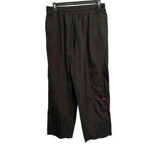Nike Black track Big Baggy pants XL red swoosh zippered Ankle Cuffs Side Pkt Vtg